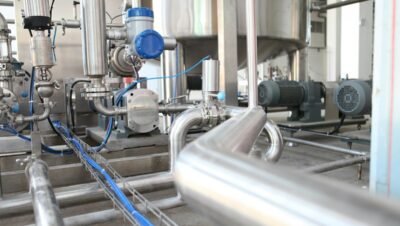 Equipamentos industriais em linha de produção